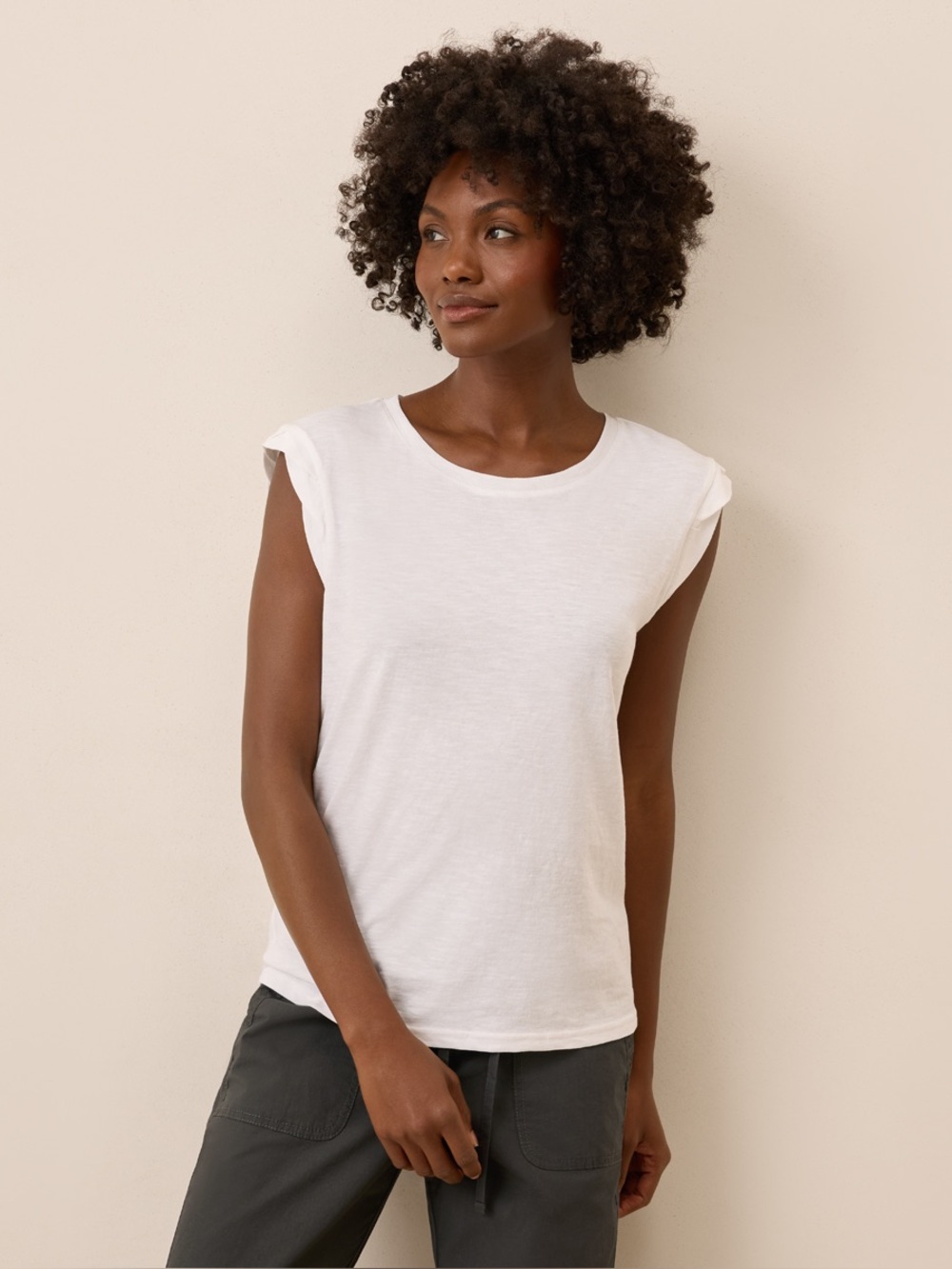 ‼️NWOT: Pact Organic White Featherweight Slub Muscle T-Shirt - S
